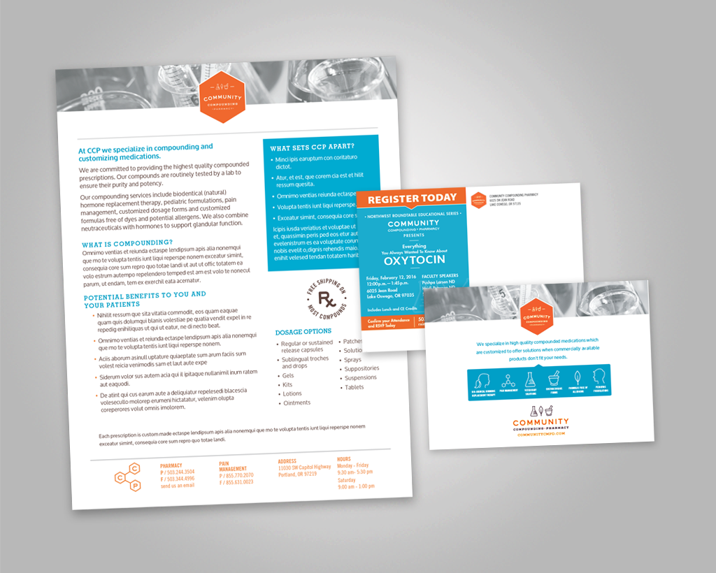 pharmacy flyer and postcard